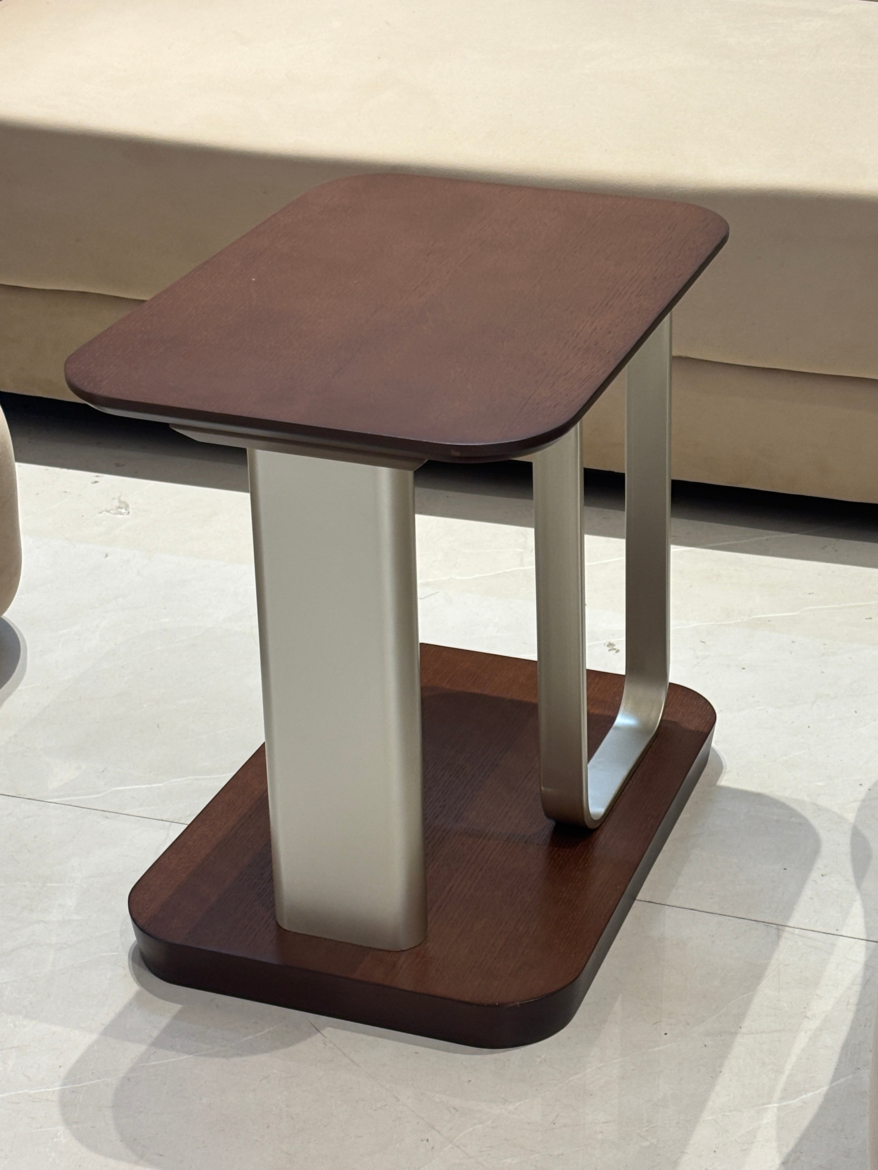 Modern Wooden Side Table with Metal Base | Designer Coffee & End Table
