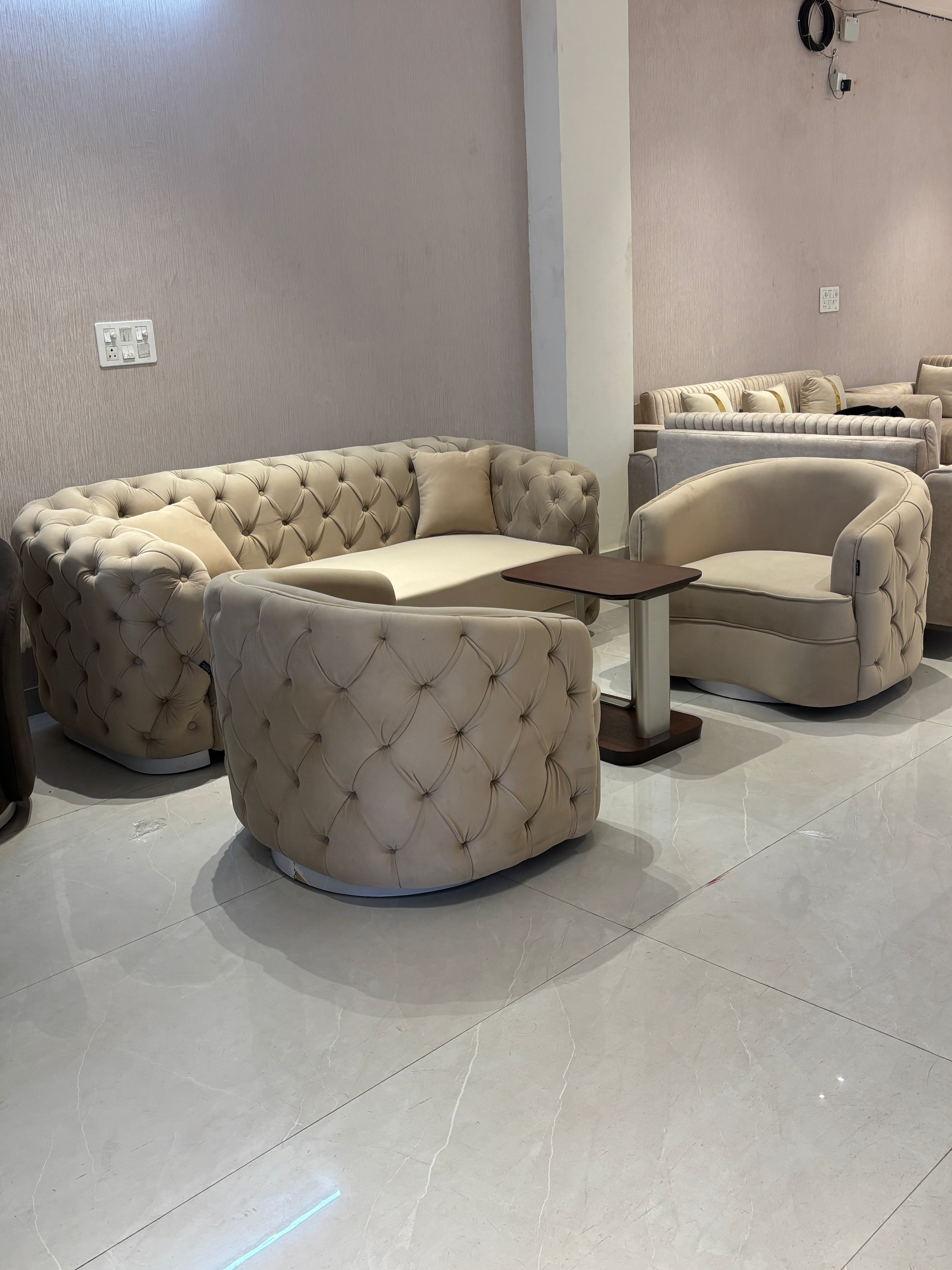 Luxury Tufted Sofa & Accent Chair Set | Upholstered Living Room Seating Set